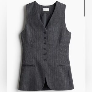 BNWT H&M Viscose-Blend Suit Vest Grey Pinstripe - XS